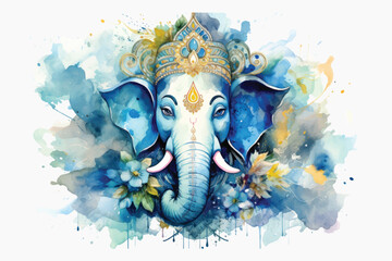 Vibrant watercolor Ganesh art