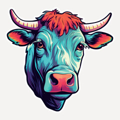 Wall Mural - Colorful cow head illustration