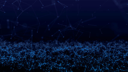 Poster - Data technology illustration. Abstract background with a dynamic wave. Dark background. Big data visualization. Plexus. Vector illustration