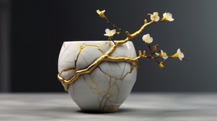 Sticker - Kintsugi Vase with Flowers