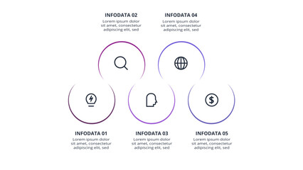 Wall Mural - Line concept for infographic with 5 steps, options, parts or processes. Business data visualization.