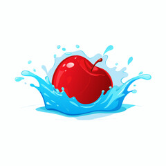 A water splash with apple on a isolated white background (28)