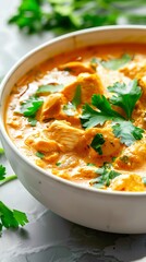 Wall Mural - A bowl of food with parsley isolated on a white background