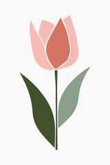 Poster - Minimalist pink tulip illustration