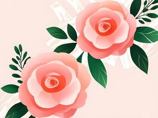 Wall Mural - Two Pink Roses on a Soft Background