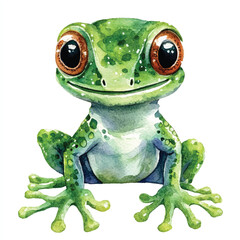 cute Gecko watercolor clipart illustration isolated