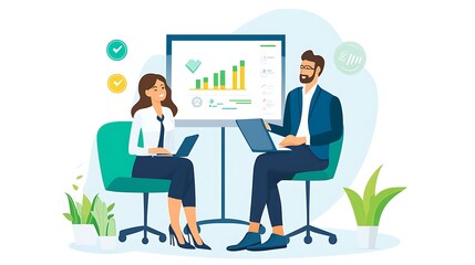 Poster - A business mentor coaching a young entrepreneur in a modern coworking space