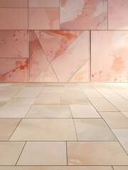 Canvas Print - Abstract Pink Wall and Tiled Floor