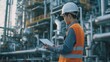 © vetrana - Industrial plant technicians inspecting valves and using tablets for operations management