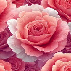 A close-up of delicate pink roses.