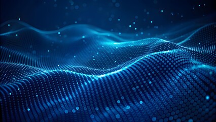 Poster - digital technology wave. futuristic blue vector illustration. big data. low poly shape dots. blue ab