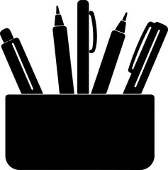 Poster - Silhouette of Pens in a Container