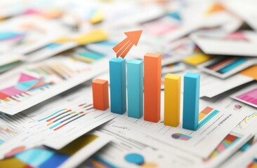 Poster - Colorful 3D Bar Chart on Charts