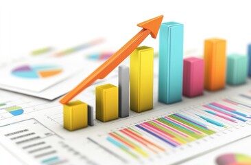 Poster - 3D Bar Graph Illustration of Growth and Progress