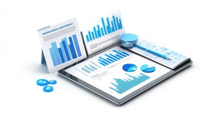 Poster - Financial Analysis on Tablet with Charts and Graphs