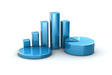 Poster - Blue 3D Bar and Pie Chart