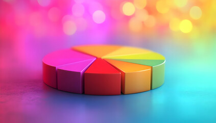 Poster - Colorful pie chart on a vibrant background, representing data visualization and analysis in a modern design.