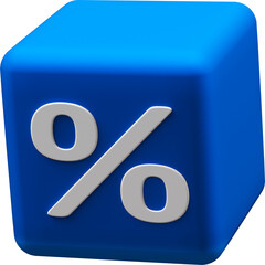 Blue 3D cube with special percentage symbol