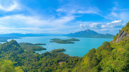 Wall Mural - Langkawi Island is beautiful, the sea is beautiful, the sky is clear, the clouds are beautiful, and the trees are green.