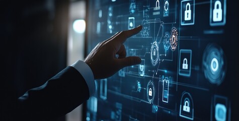 Poster - Cybersecurity Professional Interacting with a Digital Interface