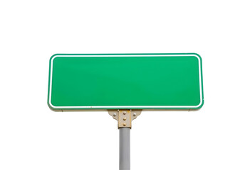 Blank green road sign isolated on transparent background. 3d rendering.