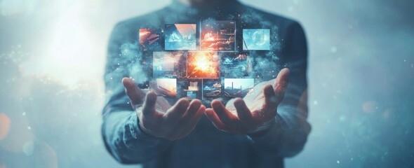Poster - Man Holding Digital Images