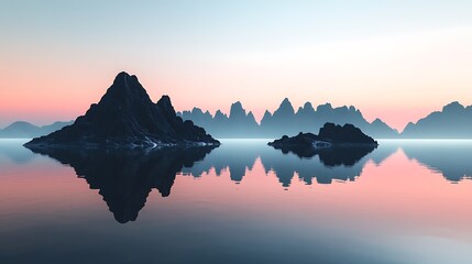 Wall Mural - Serene Mountain Reflection at Dusk