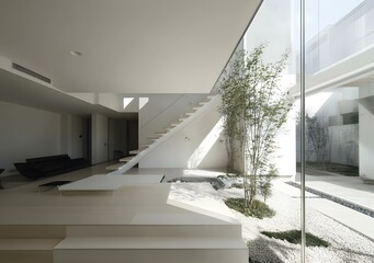 Poster - Modern Minimalist Home Interior Design with a Zen Garden