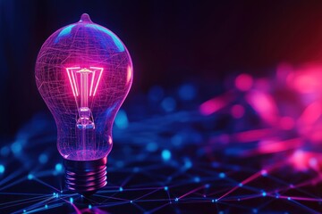 Poster - Glowing Lightbulb on Network