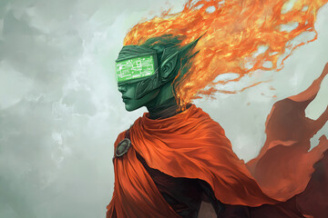 orc monk sorcerer digital fantasy art illustration painting background