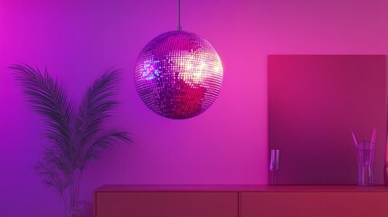 Wall Mural - Vibrant Purple Disco Ball Wall Poster Design