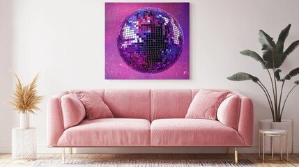 Aufkleber - Vibrant Purple Disco Ball Wall Poster Design