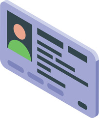 Poster - Modern driver license isometric icon representing personal identification document for driving and official purposes