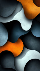 Aufkleber - A colorful abstract painting with a lot of different shapes and colors. The painting is made up of many different shapes and colors, including black, white, and orange