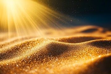 Sticker - Golden Glitter Texture with Sun Rays and Bokeh