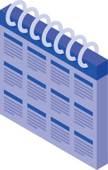Poster - Illustration of a blue wall calendar with spiral binding is showing the month and ready for important appointments