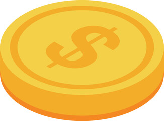 Poster - Shiny gold coin rotating showing dollar sign on white background