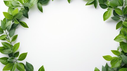 Poster - A dark, elegant background featuring green leaves that outline the borders of the frame, leaving a crisp white space in the middle.