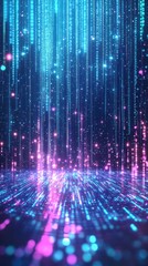 Poster - Colorful Neon Lights and Digital Binary Code Create a Vibrant Minimalist Design Experience