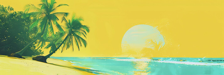 Sun-Kissed Serenity: A sunny yellow background with a beachy turquoise hue, ideal for beach resorts, vacation rentals, or travel-related businesses.