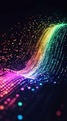 Poster - Digital Binary Code Illuminated by Rainbow Lights Against a Minimalist Background