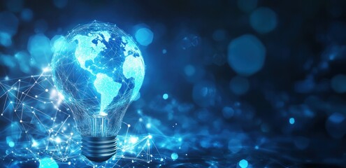 Poster - Global Illumination: A Conceptual Light Bulb with the Earth as Filament