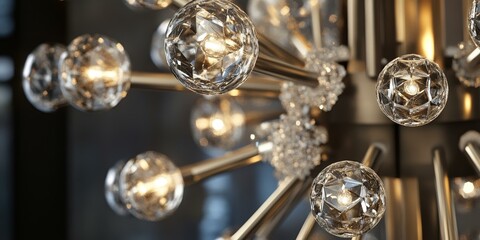 Canvas Print - Crystal chandelier with multiple lights.