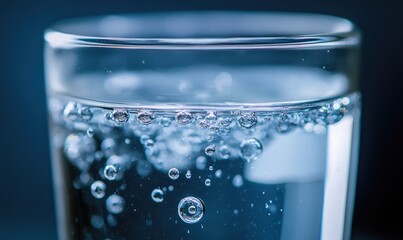 Wall Mural - Dissolving pill in a glass of water, close-up, bubbles forming