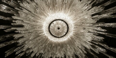 Canvas Print - A crystal chandelier with a circular center.