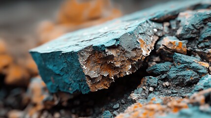 Wall Mural -  A detailed view of a metal object, exhibiting a bluish hue and evident signs of rust