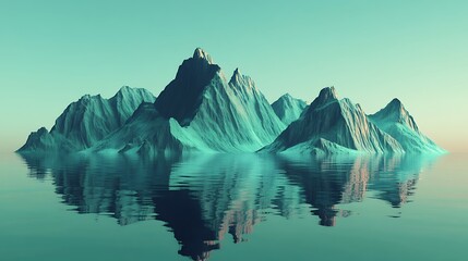 Canvas Print - Serene Mountain Reflection in Teal Waters