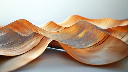  A tight shot of a metal object featuring a wavy pattern on its side against a white backdrop