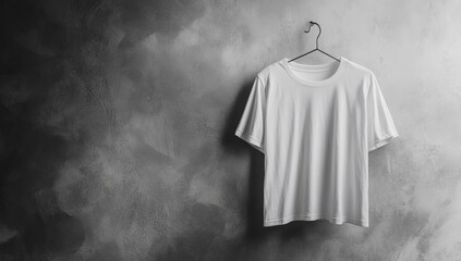 Poster - A white t-shirt hangs on a black hanger.