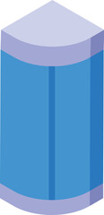 Poster - Isometric icon representing the corner entrance of a modern office building with blue tinted windows